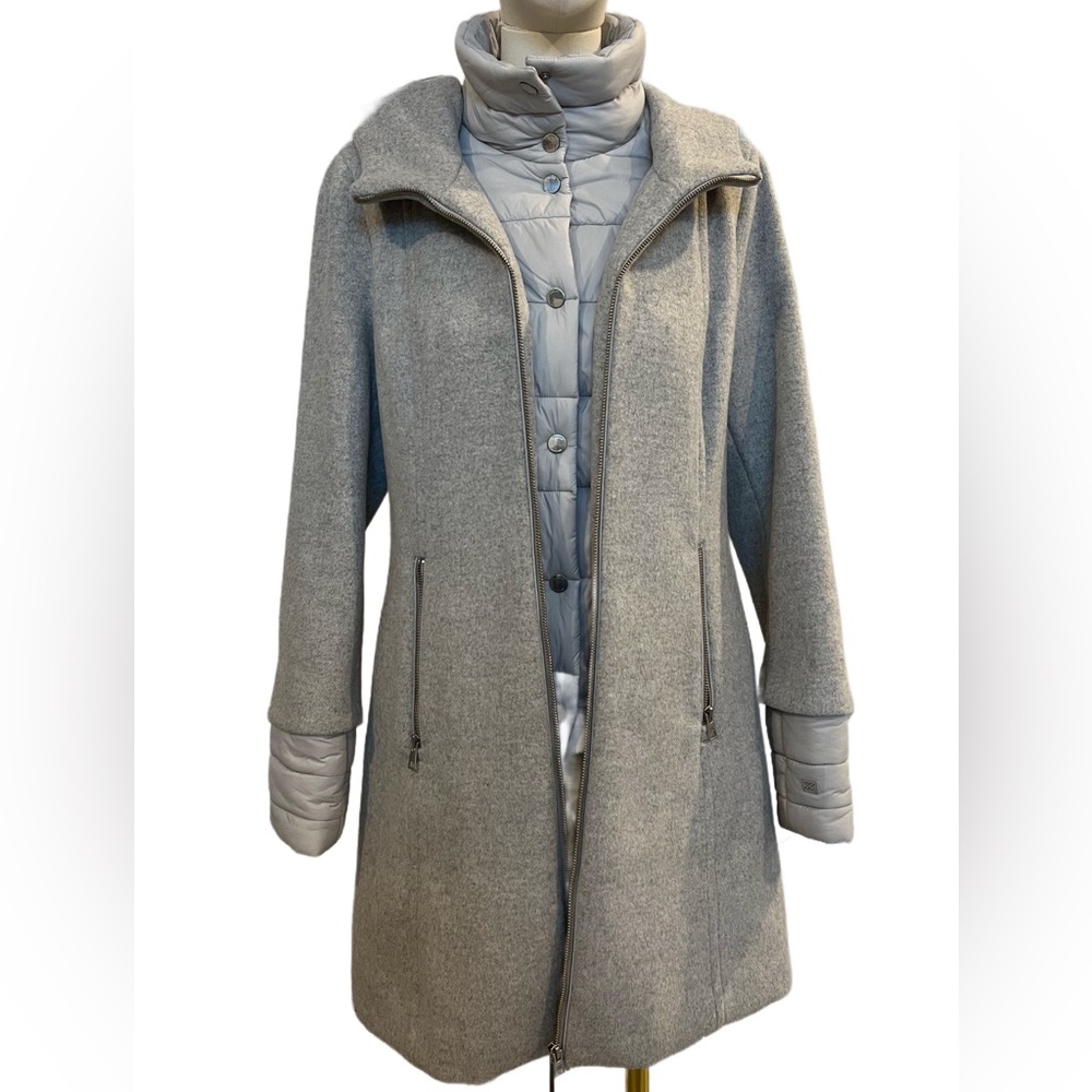 SOIA & KYO Women's Rooney Hooded Winter Coat, Puff Bib Inner Layer,Gray Worn 1x!